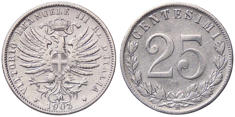 SAVOIA - Vittorio Emanuele III (1900-1943) - 25 Centesimi 1903 Pag. 828; Mont. 2...