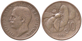 SAVOIA - Vittorio Emanuele III (1900-1943) - 10 Centesimi 1919 Ape Pag. 864; Mont. 328 RR CU 
meglio di MB