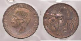 SAVOIA - Vittorio Emanuele III (1900-1943) - 10 Centesimi 1921 Ape Pag. 866; Mont. 330 CU Asse ruotato - Sigillata Simonluca Perfetto - Asse ruotato -...