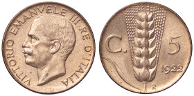 SAVOIA - Vittorio Emanuele III (1900-1943) - 5 Centesimi 1922 Spiga Pag. 901; Mont. 371 CU 
FDC