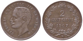 SAVOIA - Vittorio Emanuele III (1900-1943) - 2 Centesimi 1907 Valore Pag. 929; Mont. 401 RR CU 
BB+/qSPL