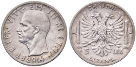 SAVOIA - Albania - 5 Lek 1939 XVII Pag. 992; Mont. 485 AG 
SPL/SPL+