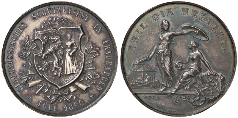 MEDAGLIE ESTERE - SVIZZERA - Medaglia 1890 AG Ø 45 Gradevole patina - Gradevole ...