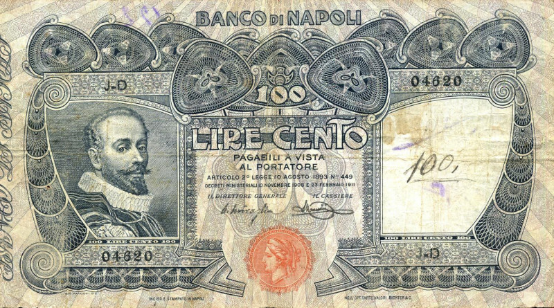 CARTAMONETA - NAPOLI - Biglietti al portatore - 100 Lire 23/02/1911 Gav. 168 Mir...