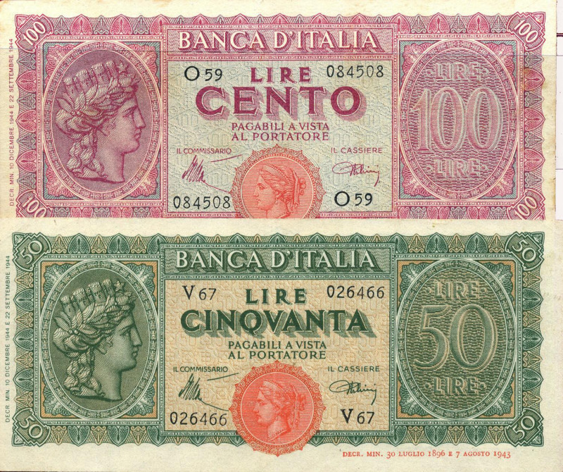 CARTAMONETA - BANCA d'ITALIA - Luogotenenza (1944-1946) - 100 Lire - Italia Turr...