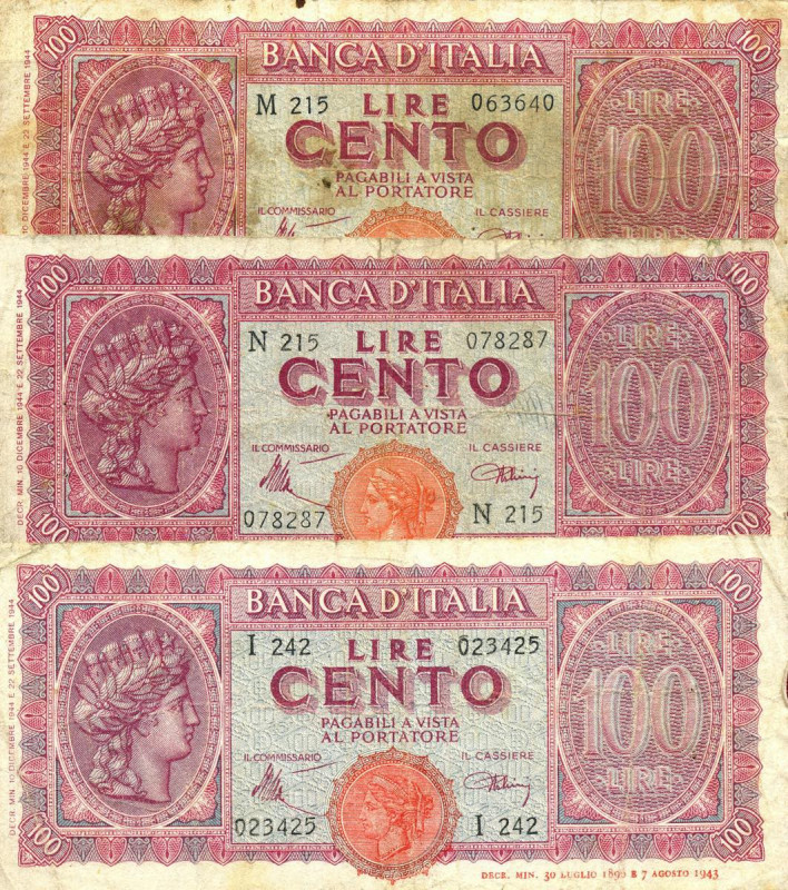 CARTAMONETA - BANCA d'ITALIA - Luogotenenza (1944-1946) - 100 Lire - Italia Turr...