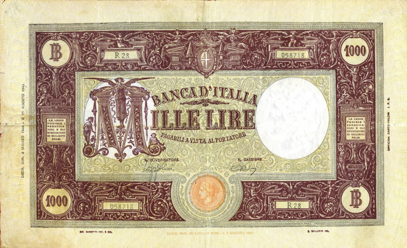 CARTAMONETA - BANCA d'ITALIA - Luogotenenza (1944-1946) - 1.000 Lire - Barbetti ...