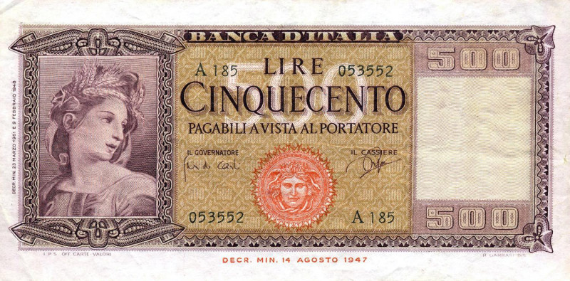 CARTAMONETA - BANCA d'ITALIA - Repubblica Italiana (monetazione in lire) (1946-2...