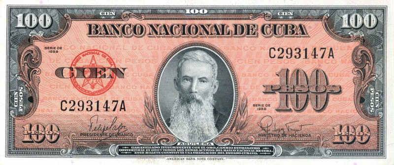 CARTAMONETA ESTERA - CUBA - Repubblica - 100 Pesos 1959 
qFDS