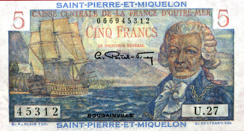 CARTAMONETA ESTERA - SAINT PIERRE & MIQUELON - Quarta Repubblica (1947-1958) - 5...