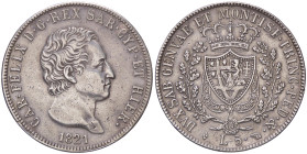 FALSI (da studio, moderni, ecc.) - Falsi (da studio, moderni, ecc.) - Carlo Felice (1821-1831) - 5 Lire 1821 T (AG g. 24,68) 
BB+