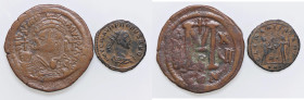 LOTTI - Bizantine Follis di Giustiniano e antoniniano di Probo - Lotto di 2 monete 
MB÷qBB