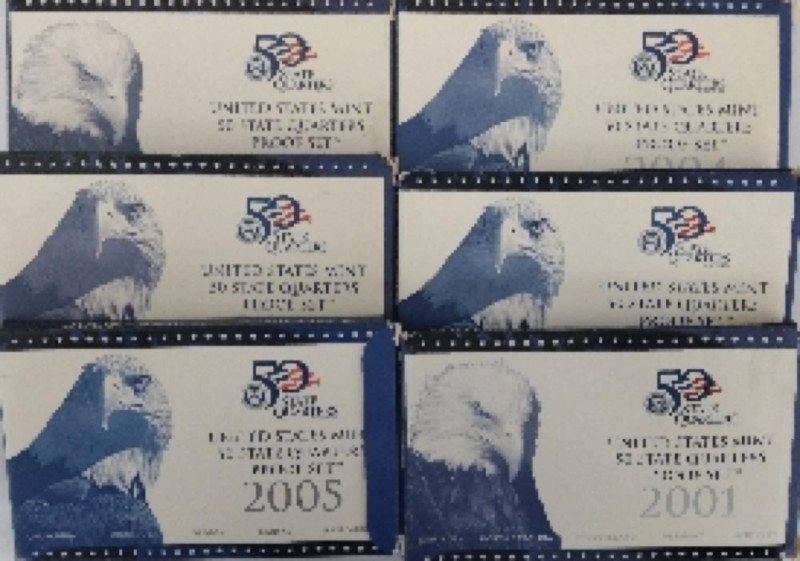 LOTTI - Estere USA - 1/4 di dollaro proof set 2000-2001-2002-2003-2004 
FS