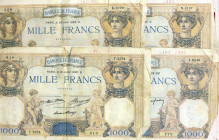 LOTTI - Cartamoneta-Estera FRANCIA - Lotto di 10 biglietti da 1000 franchi tutti decreti diversi 
qMB÷qBB