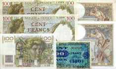 LOTTI - Cartamoneta-Estera FRANCIA - Lotto di 11 biglietti da 100 franchi tutti decreti diversi 
qMB÷BB