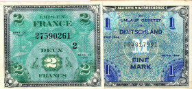 LOTTI - Cartamoneta-Estera GERMANIA - marco 1944 e Francia 2 franchi 1944 
BB÷SPL