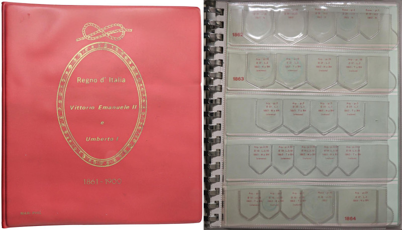 ACCESSORI Album con 6 pagine 1861-1900 di Vittorio Emanuele II e Umberto I 
Buo...