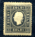 FILATELIA - ANTICHI STATI - LOMBARDO VENETO - Antichi Stati 1859 - Soldi 3 effigie modificata - nero - (29) - Cat. 27.500 - Certificato: Arnold Goller...