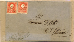 FILATELIA - ANTICHI STATI - LOMBARDO VENETO - Antichi Stati 1859 - Soldi 5 effigie modificata (Sass. 30) su busta da Este a Venezia e busta con 2 esem...