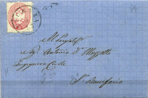 FILATELIA - ANTICHI STATI - LOMBARDO VENETO - Antichi Stati 1863 - 5 soldi rosa su lettera in partenza da Venezia per S. Bonifacio - (Sass. 39a) 
NL