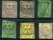 FILATELIA - ANTICHI STATI - MODENA - Antichi Stati 1852 - Aquila estense - Lotto di 6 esemplari 
SG