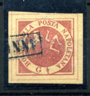 FILATELIA - ANTICHI STATI - NAPOLI - Antichi Stati 1858 - Mezzo grana - Stemma - rosa chiaro I tavola - (1) - Ben marginato - Cat. 600 
US