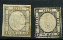 FILATELIA - ANTICHI STATI - NAPOLI - DITTATURA E LUOGOTENENZA - Antichi Stati 1861 - Mezzo grano e grano - (18/9) - Cat. 500 € 
NN