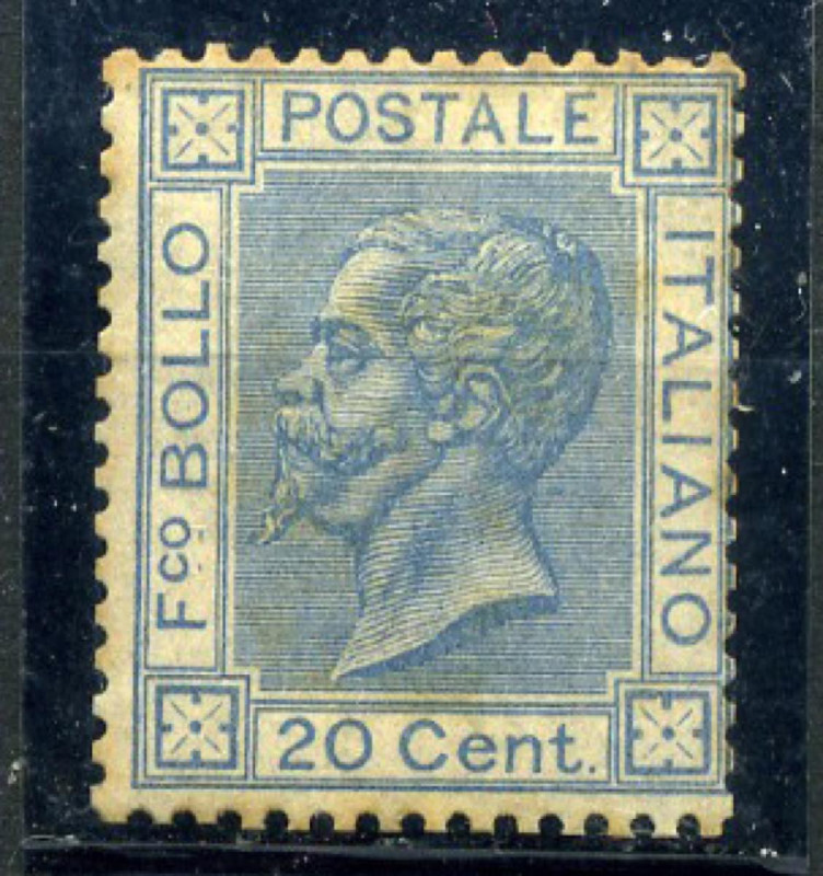 AREA ITALIANA - ITALIA REGNO 1867 - Cent. 20 celeste chiaro - (T26 ) - Firmato C...