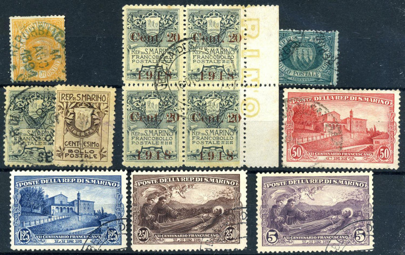 AREA ITALIANA - SAN MARINO 1877-1928 - Serie del periodo - Cat. 235 € 
US