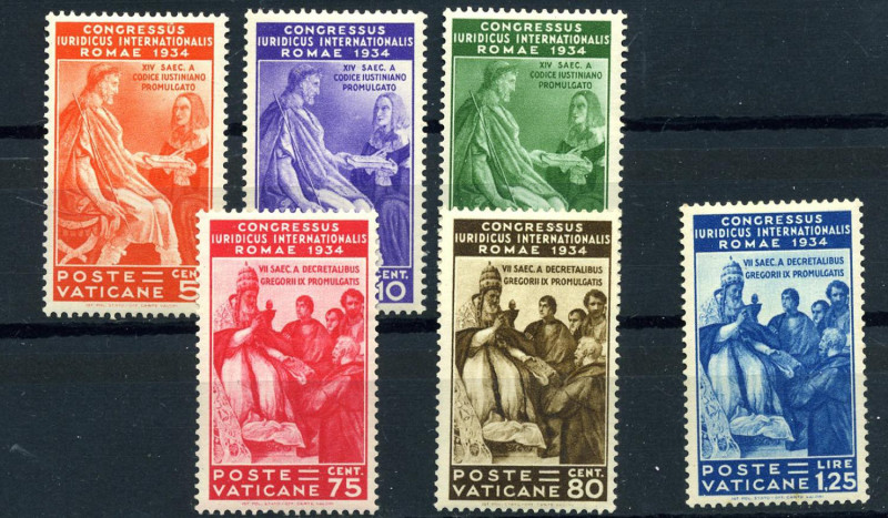 AREA ITALIANA - VATICANO 1934 - Congresso Giuridico - (41/46) - Alti valori firm...