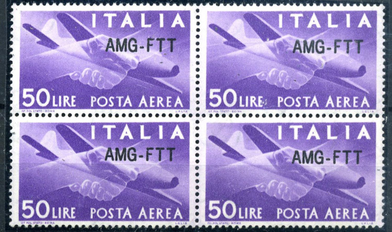 AREA ITALIANA - TRIESTE - ZONA A - Posta Aerea 1954 - Democratica - 50 lire con ...