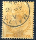 FILATELIA - EUROPA - MALTA 1926 - Soprastampati - 3 p. soprastampa capovolta - Un. 109a - Firmato da diversi Periti - Cat. 500 €