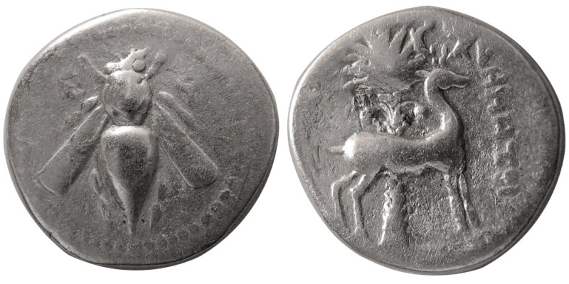 IONIA, Ephesos. Circa 202-150 BC. AR Drachm (3.84 gm; 19 mm). E-F, bee / Stag st...