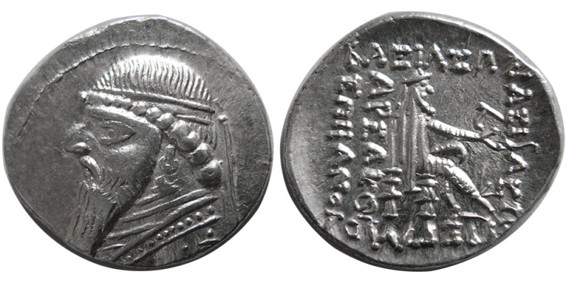 KINGS of PARTHIA, Mithradates II, 121-91 BC. AR Drachm (4.19 gm; 20 mm). Rhagai ...