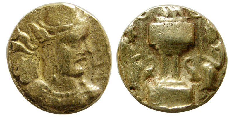 INDO-SASANIAN KINGS. Bahram (Varhran) V, 420-438 AD. AV Dinar (7.13 gm; 17 mm). ...