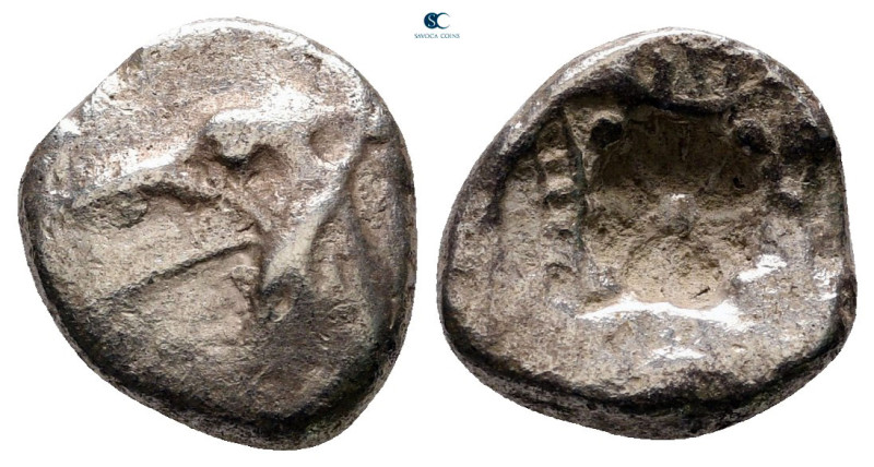 Caria. Kindya circa 510-480 BC. 
Tetrobol AR

12 mm, 1,47 g



nearly ver...