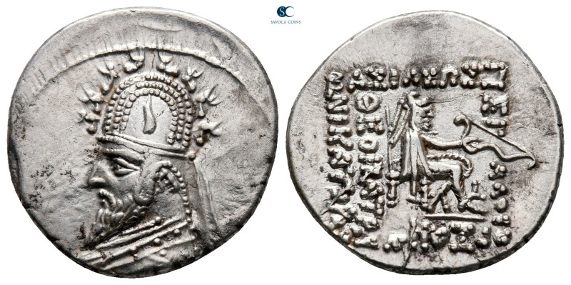 Kings of Parthia. Rhagae. Sinatrukes 93-69 BC. 
Drachm AR

20 mm, 4,13 g

...