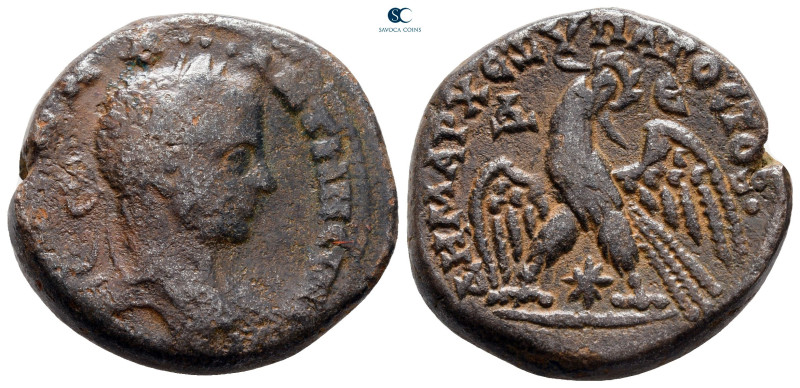 Seleucis and Pieria. Antioch. Elagabal AD 218-222. 
Billon-Tetradrachm

25 mm...