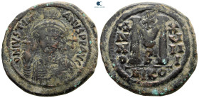 Justinian I AD 527-565. Nikomedia. Follis or 40 Nummi Æ