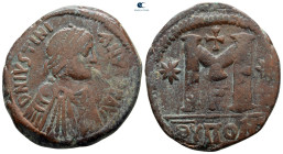 Justinian I AD 527-565. Theoupolis (Antioch). Follis or 40 Nummi Æ