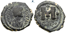 Justinian I AD 527-565. Theoupolis (Antioch). Follis or 40 Nummi Æ