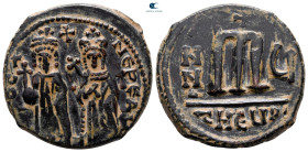 Phocas, with Leontia AD 602-610. Theoupolis (Antioch). Follis or 40 Nummi Æ