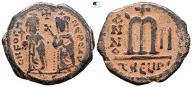 Phocas, with Leontia AD 602-610. Theoupolis (Antioch). Follis or 40 Nummi Æ