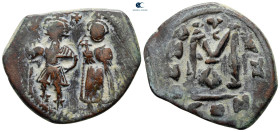 Heraclius with Heraclius Constantine AD 610-641. Constantinople. Follis or 40 Nummi Æ