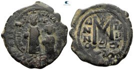 Heraclius with Heraclius Constantine AD 610-641. Constantinople. Follis or 40 Nummi Æ