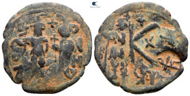 Heraclius with Heraclius Constantine AD 610-641. Constantinople. Half Follis or 20 Nummi Æ