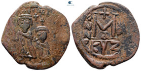 Heraclius with Heraclius Constantine AD 610-641. Cyzicus. Follis or 40 Nummi Æ