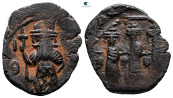 Constans II, with Constantine IV, Heraclius, and Tiberius AD 641-668. Constantinople. Follis or 40 Nummi Æ