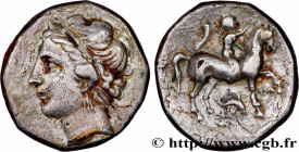 CALABRIA - TARAS
Type : Nomos, statère ou didrachme 
Date : c. 281-228 AC. 
Mint name / Town : Tarente, Calabre 
Metal : silver 
Diameter : 21,5  mm
O...