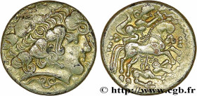 GALLIA - AULERCI EBUROVICES (Area of Évreux)
Type : Hémistatère au loup 
Date : c. 120-60 AC. 
Mint name / Town : Évreux (27) 
Metal : gold 
Diameter ...